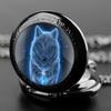 Exquisite Wolf Animal Pattern Quartz Pocket Watch with Necklace Pendant World-Time Feature, Analog Display For Women Men Kids