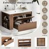 Bathroom Sink Cabinet with Drawer Modern White Wood Grain Heavy Duty Lavatory Wall Mount Ceramic Wash Basin Vanity Cabinet