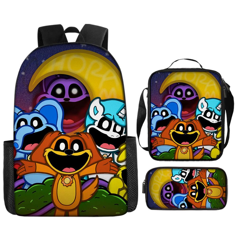 Poppyplaytime Mochila Escolar para Estudante Conjunto de Três Peças Mochila Bolsa Estojo