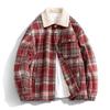 Korean Style Lapel Thickened Plaid Jacket for Men In Autumn and Winter Plus Velvet Cold-proof Jacket Couple Style