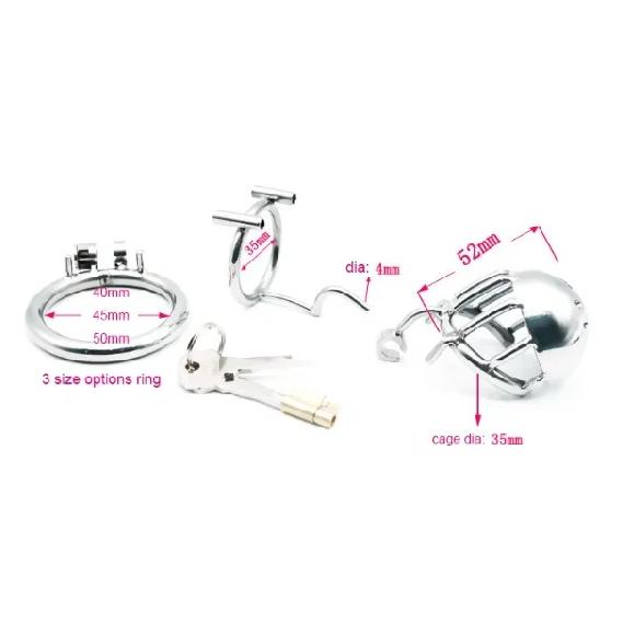 FHTF 316L Stainless Steel Large PA Lock Male Chastity Device Penis Cage Sex Toys for Men Bondage