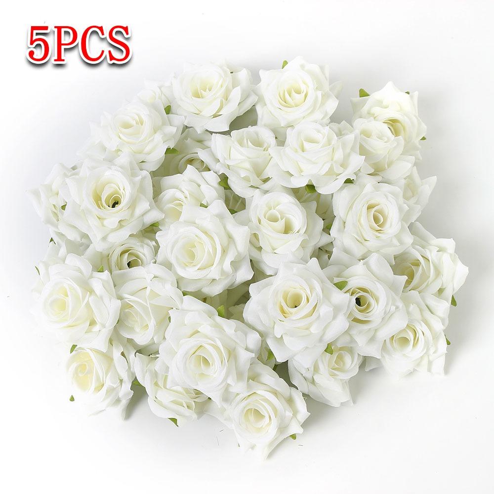 Colorful 6CM Rose Artificial Flowers DIY Likelife Fake Flowers Rose Head Valentine s Day Party Supplies белый