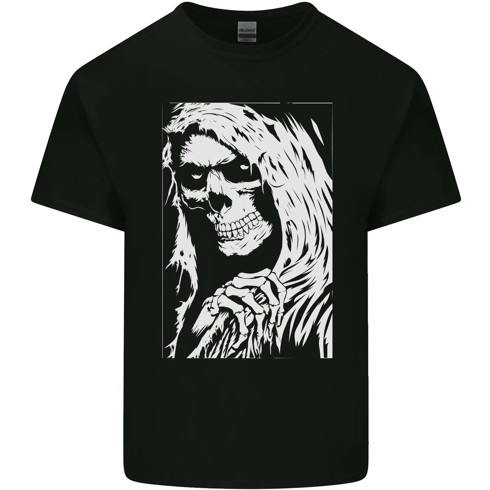 The Grim Reaper Death Skull Biker Heavy Metal Kids T-Shirt Childrens M
