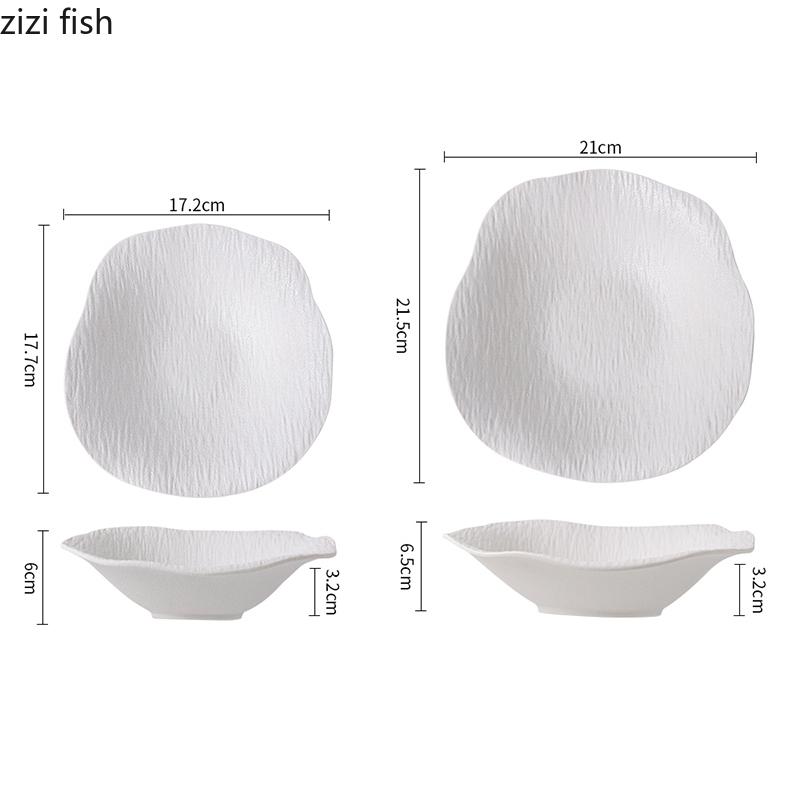 Stenmönstrad Oregelbunden Keramisk Djup Skål Dessertskål Salladsskål Pastaskålar Restaurang Molekylär Gastronomi Specialitet Porslin