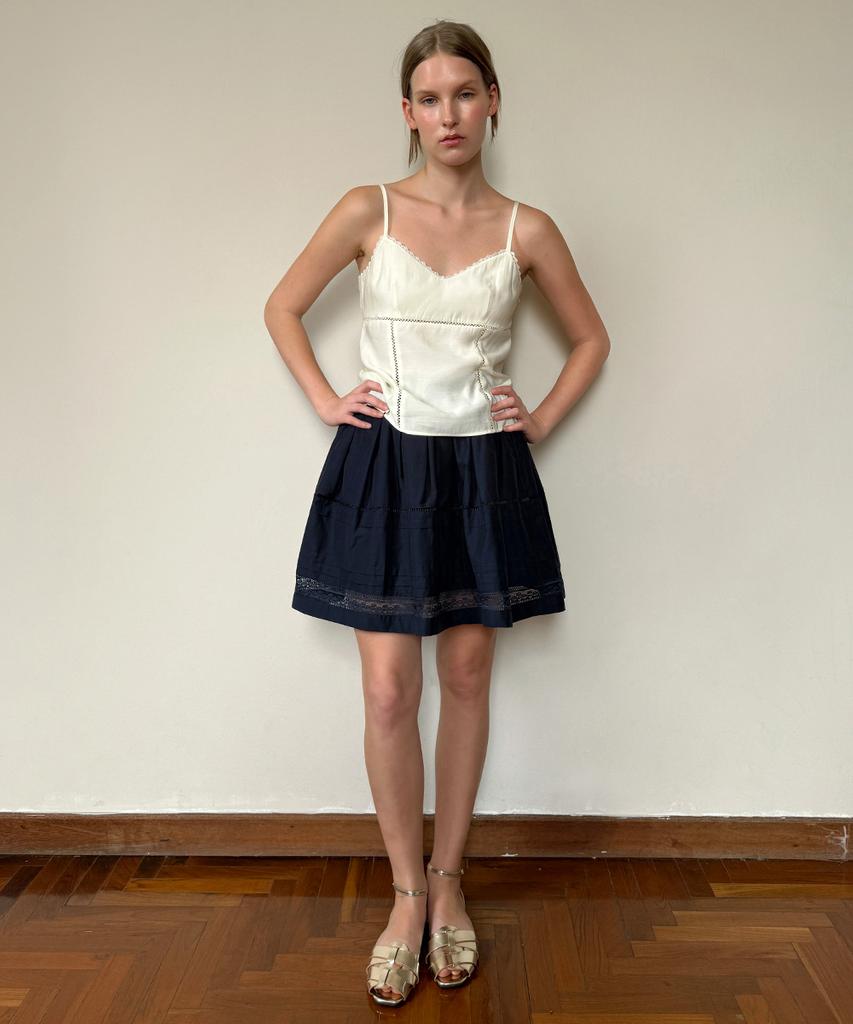 Sinun Lace Flared Skirt (Navy)