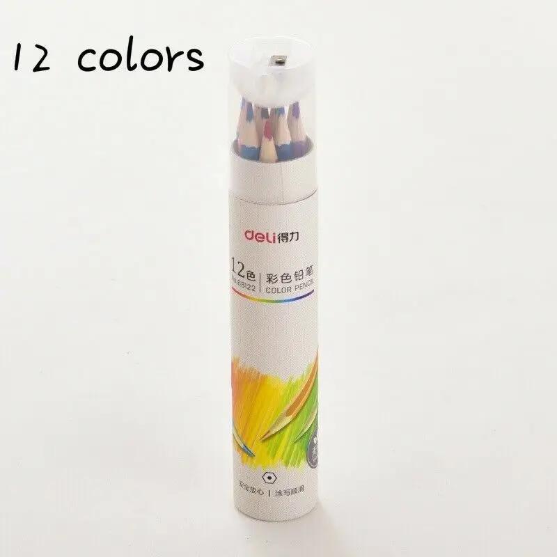 

12/24/36/48 цветов Набор деревянных пастельных карандашей, масляные карандаши для рисования и раскрашивания, карандаши для школьников 12 Colors