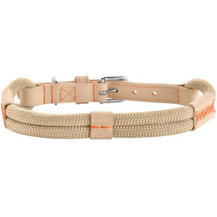 Collier Pour Chien - HUNTER - Malia - Corde Souple - Cuir Robuste - Couleur Citron Vert/Naturel