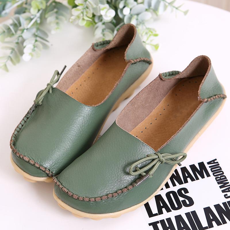 

Жіноче взуття на платформі Туфлі для мами з натуральної шкіри на шнурівці Регульована щільність Ретро Зручне взуття для прогулянок Нековзке взуття великого розміру 39 армія зелений колір