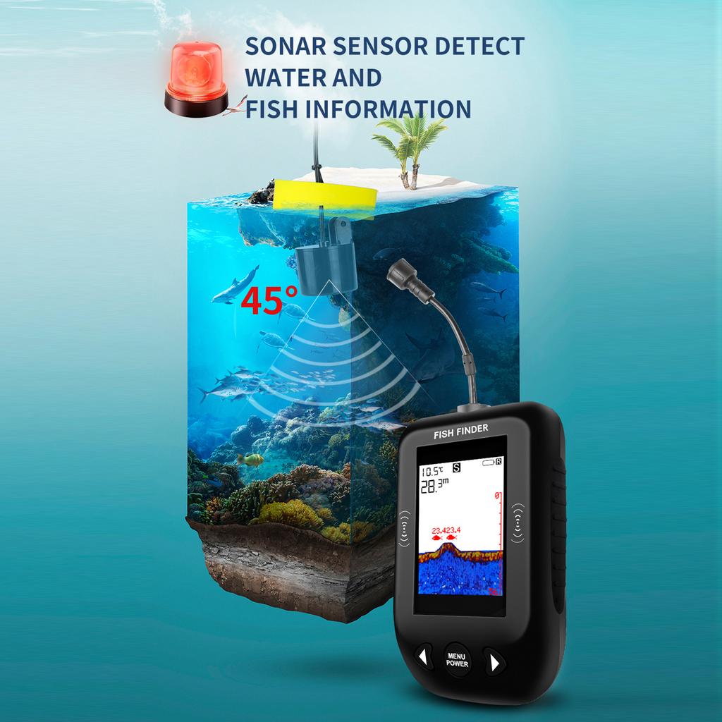 Sonar Fish Finder Handheld Fish Detector Transducer with LCD Display Portable Boat Kayak Night Fishing Depth Finder