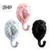 Adhesive Lion Hook for Wall 2Pcs Lion-Head Hooks, 3D Printed Animal Shaped Hanger, Self?Adhesive No Damage Key Holder Coat Towel Hook, Home Entryway