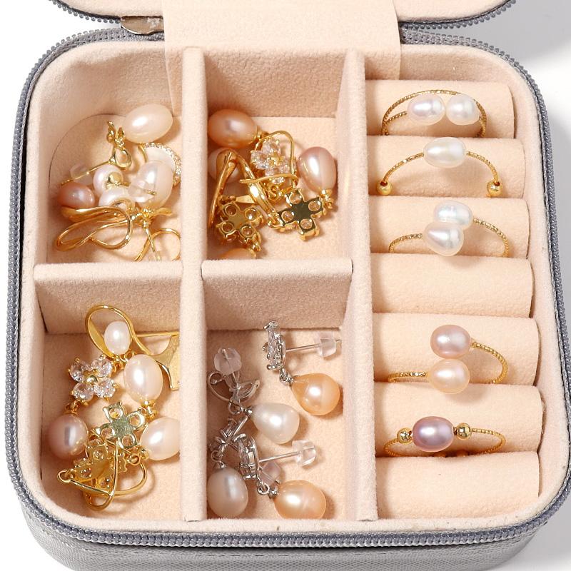 Portable Jewelry Storage Box Mini PU Leather Travel Organizer For Jewelry Bracelets Necklace Ring Earrings Gifts  Display Box