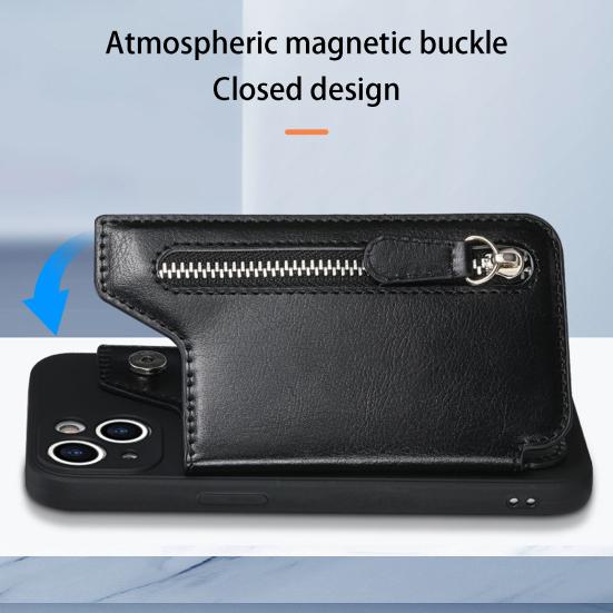 Phone Card Holder Magnetic Snap Detachable Multifunctional Self-adhesive Non-slip Smartphone Stand Zipper Closure