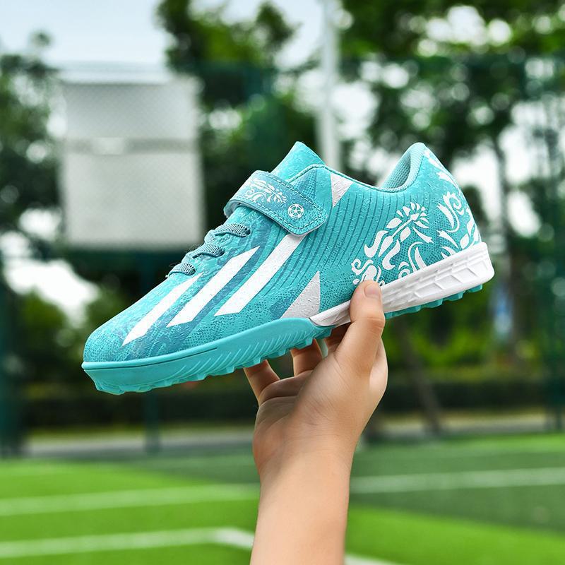 

2025 Velcro children s football shoes boys and girls primary school students broken nail sneakers artificial grass game training shoes 38