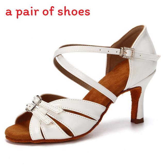 Latin Dance Shoes For Women 7.5cm High Heel Satin Performance Footwear