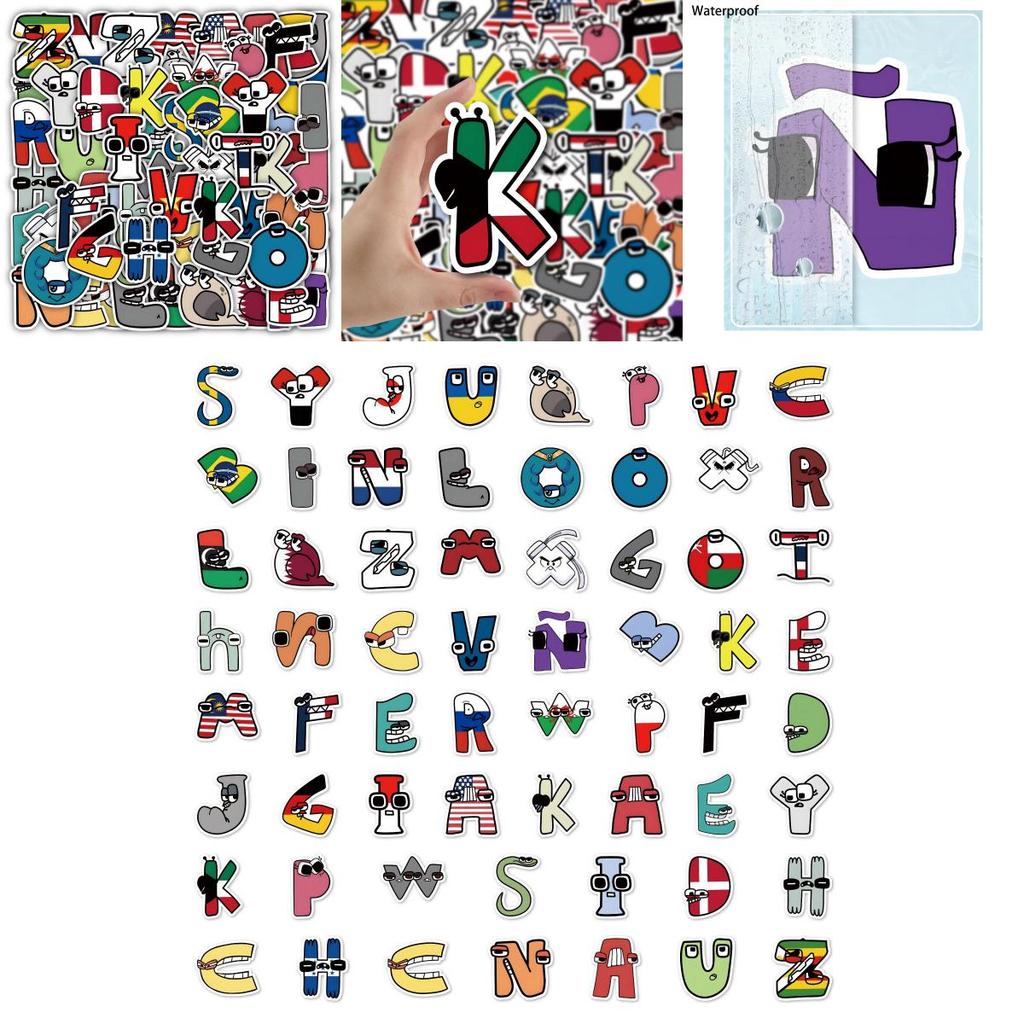 62pcs Alphabet Lore Pvc Reusable Stickers For Luggage Case/trolley Case Decor