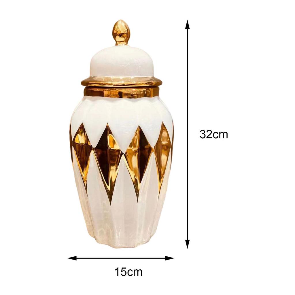 Ceramic Ginger Jar with Lid Vase for Flowers Temple Arrangement Porcelain Storage