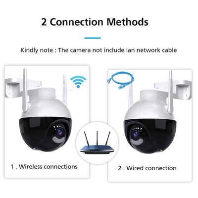 Dış Mekan WiFi PTZ Kamera, 360 derece Görünümlü, Renkli 4MP Kablosuz WiFi IP Kamera Ev Güvenlik Sistemi