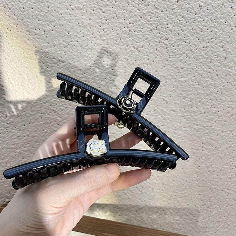 

Large Hairgrips Hair Crab Clips Plastic Camellia Hair Claw Women Shark Clip Korean Hair Clip Flower