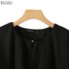 ZANZEA Damen Sommer Lässig Rundhals Locker Halbarm Bluse