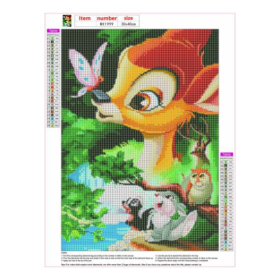 Colorful Rhinestones Diamond Art Cartoon Rabbit Cow Animal Pattern DIY Craft Adult Kids Rhinestones