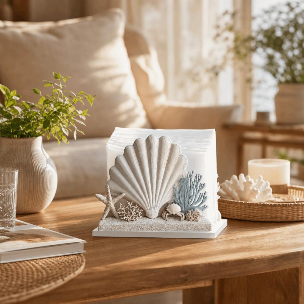 2D Flat Tissue Organizer Ocean Style Tissue Rack Gifts Napkin Holder Home Kitchen