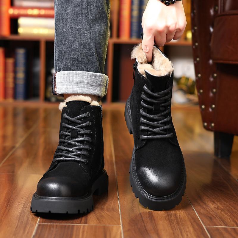 Winter New Men's Outdoor Plush Leisure Warm Boots Fashion Side Zipper Comfortable Tall Boots Anti Slip Thick Bottom Snow Boots
