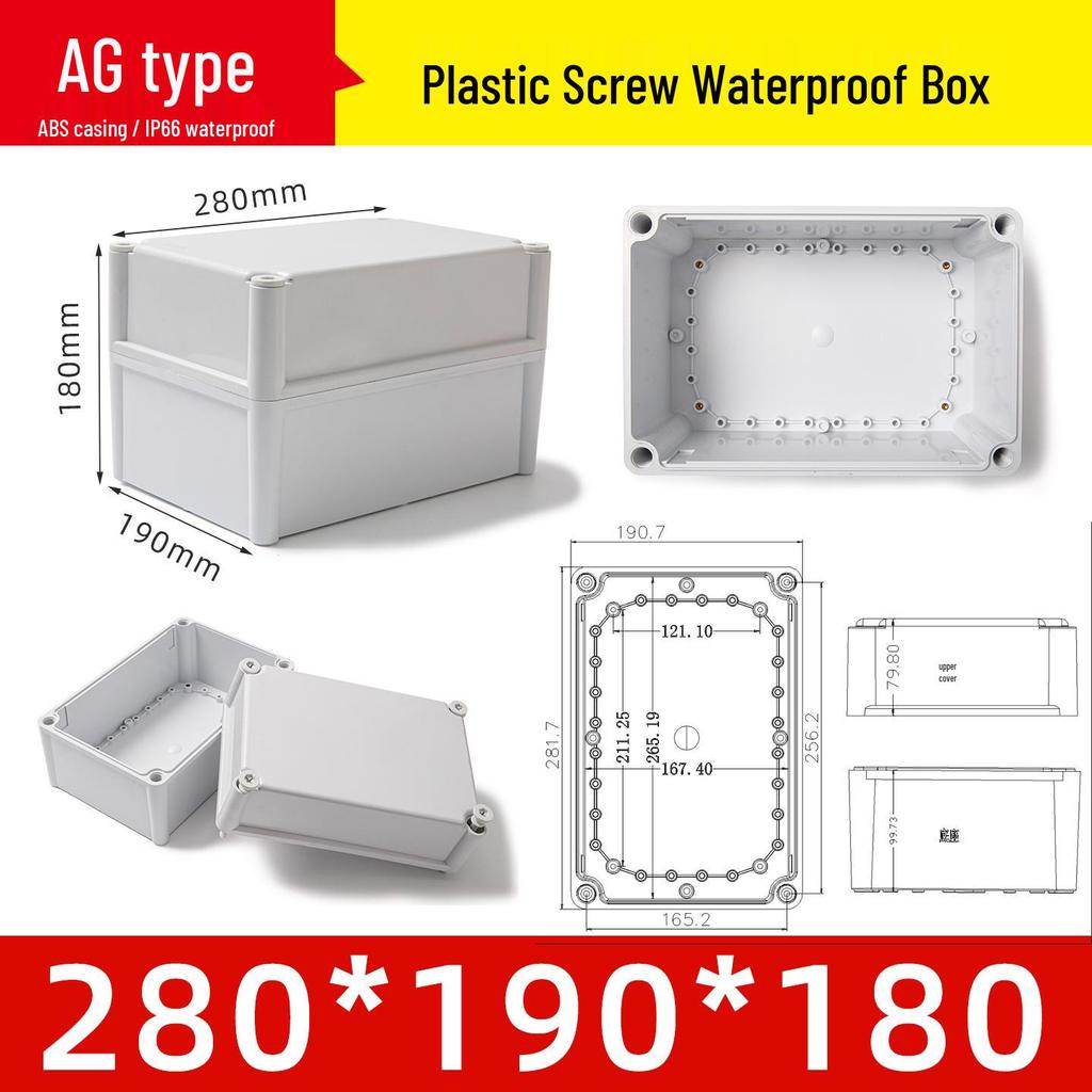 IP65 European Style Waterproof Explosion-Proof Plastic Junction Box, 280x190x130mm