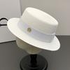 M standard hat women's spring and summer British versatile top hat seaside sun protection beach visor flat top straw hat