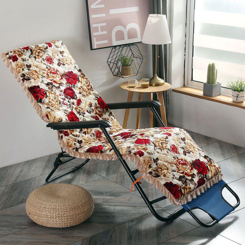 Flanell Waschbares Liegestuhlkissen Dick Gepolstert Blumendruck Liegematte Terrasse