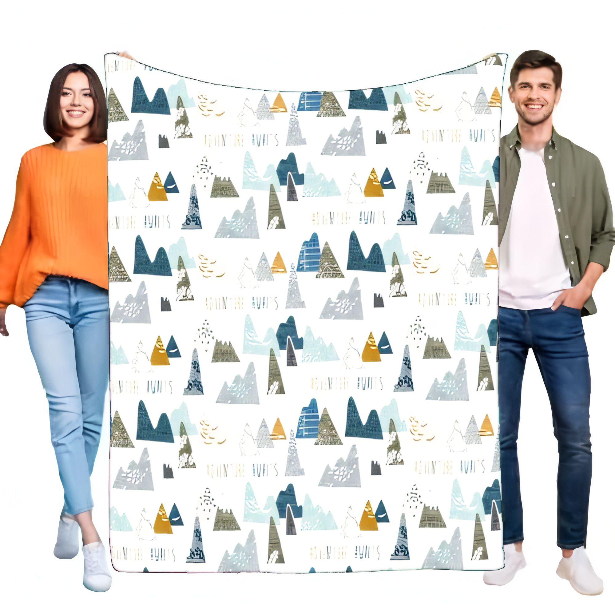 Kids Mountain Adventure Throw Blanket Soft Cozy Flannel Nature Landscape Sofa Bed Travel Camping Picnic Birthday Gift 75X95CM
