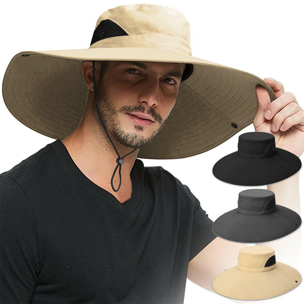 Hiking Men Women Breathable Boonie Bucket Cap Wide Visor Brim Hat Summer Fishing Sun Fisherman Hat