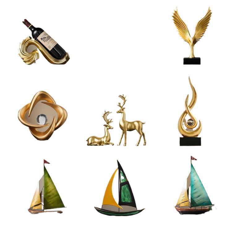 Retro Sailboat Model Ornament: Luxurious Decor for Living Room, Office, or Cabinet