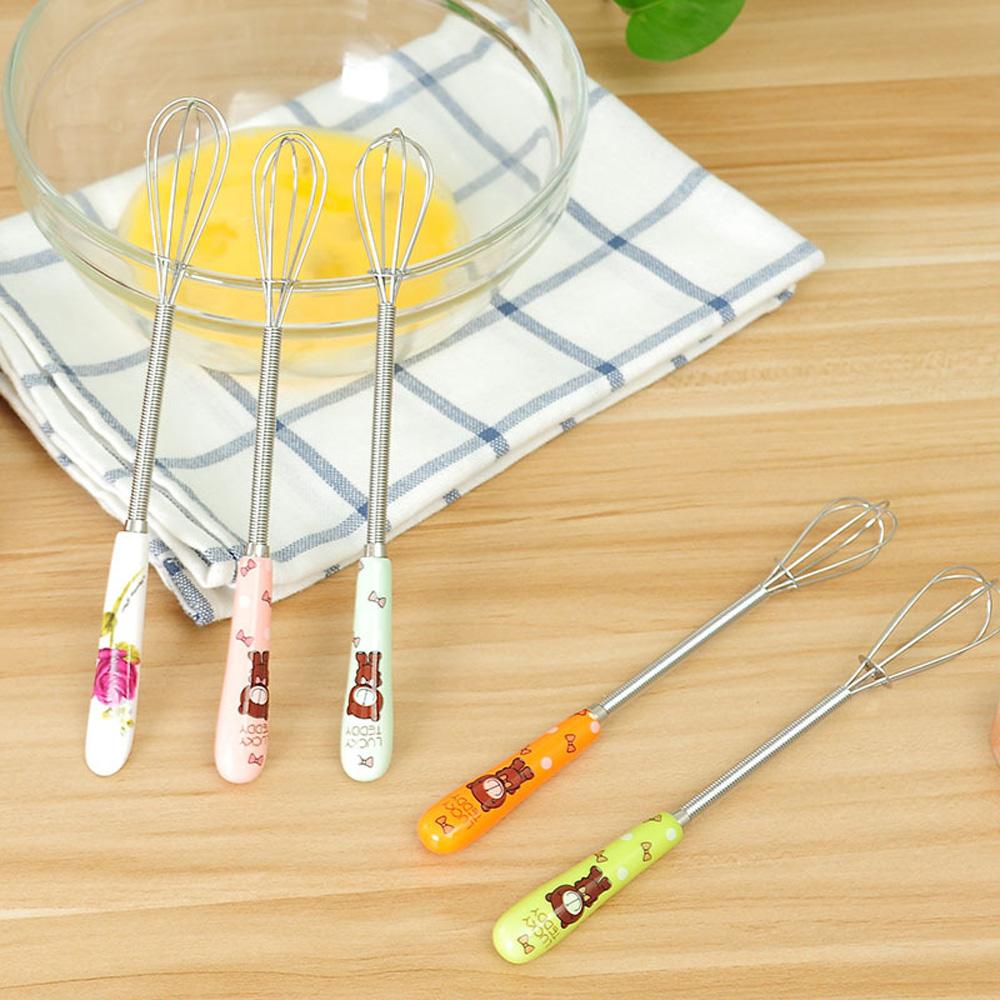 1Pcs Egg Beater Coffee Milk Drink Mini Mixer Ceramic Handle Stirring Whisk Frother Foamer Practical Kitchen Gadgets
