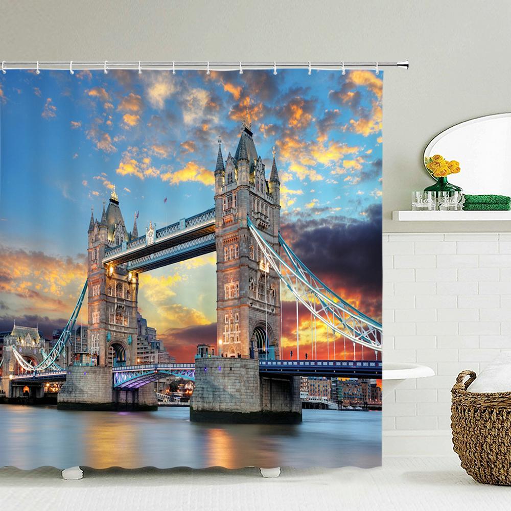 

1 pcs Retro navigation sailboat printed shower curtain bathroom partition bathroom curtain with hooks home decorative curtain W90xH180cm