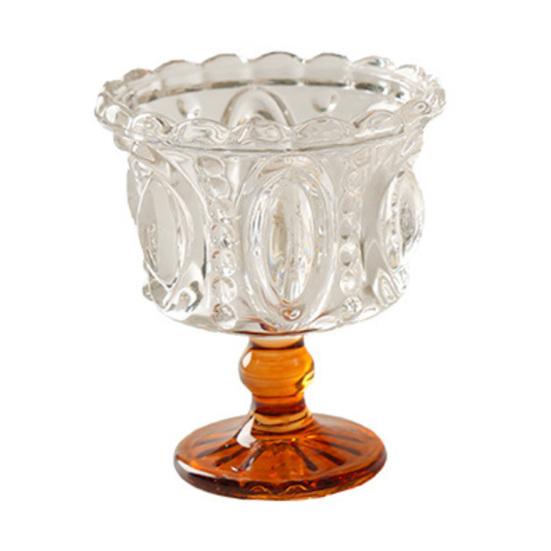 yangyizhi Vintage Glass Dessert Cup, Embossed Ice Cream Bowl, Thickened Footed Sundae Bowls for Cream, Yogurt, Parfait, Trifle, Fruit, Party Serving