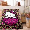 2026 New Leopard Print Heart Hello Kitty Flannel Blanket, Winter Bedding, Car Blanket, Multifunctional Holiday Gift