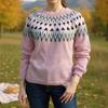 Ladies' Fashion Sweater, Round Neck,Loose Pullover Long-sleeved Knitted Sweater