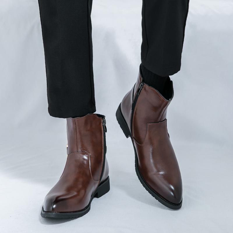 Mens Chelsea Boots Luxury for Men Motorcycle Boots Leather Classic Male Walking Boots Side Zipper Outdoor Men's Shoes