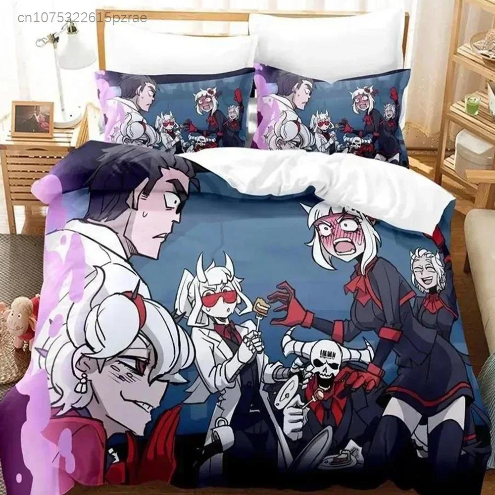 Anime Game Helltaker Bedding Set Printed Bed Set With Pillowcase Bed Duvet Cover Soft Queen King Size Bedclothes Home Boys Adult