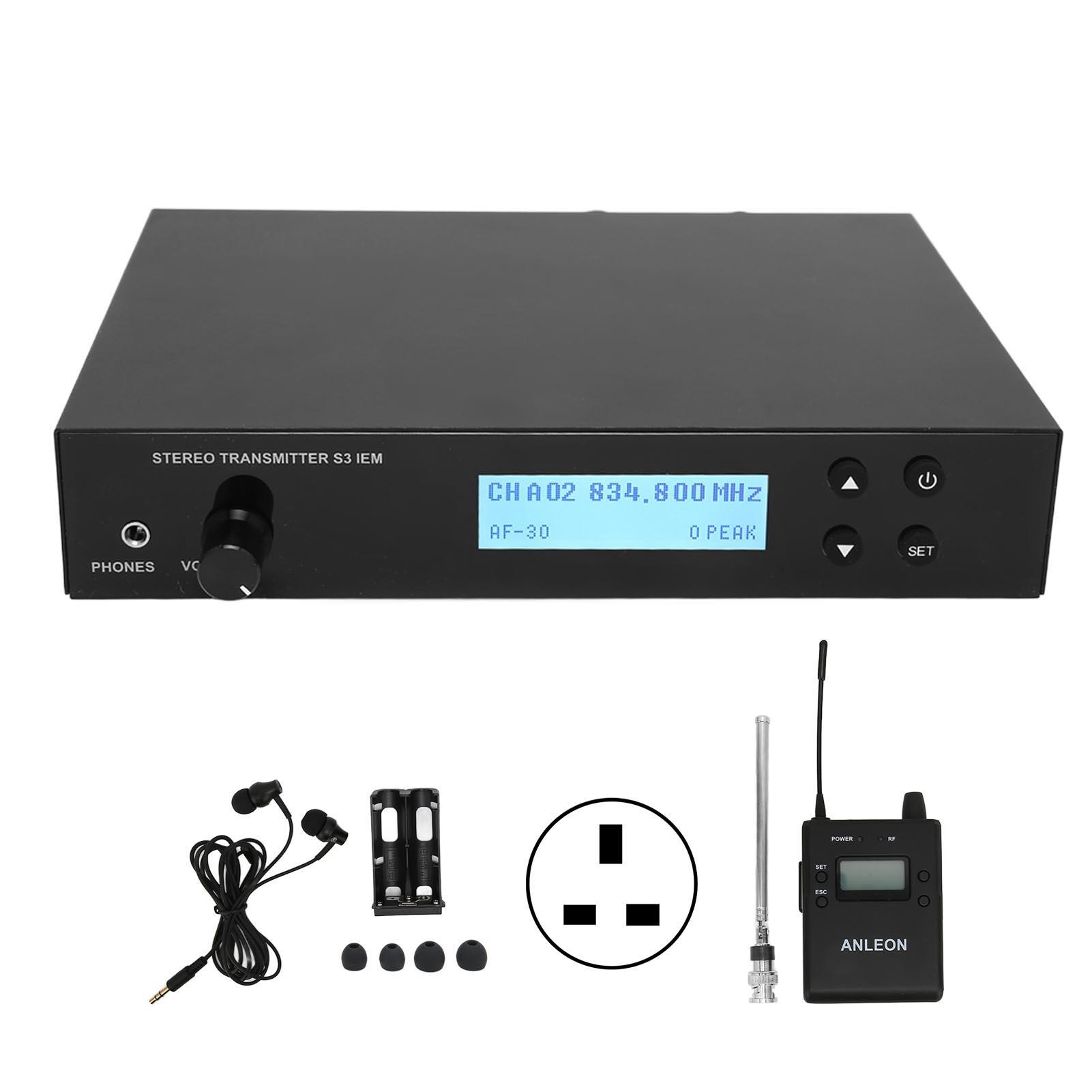 

Wireless Earphone Monitor System 830‑866MHz 3 Modes Ear Return System for Guitar and Bass Player US Plug