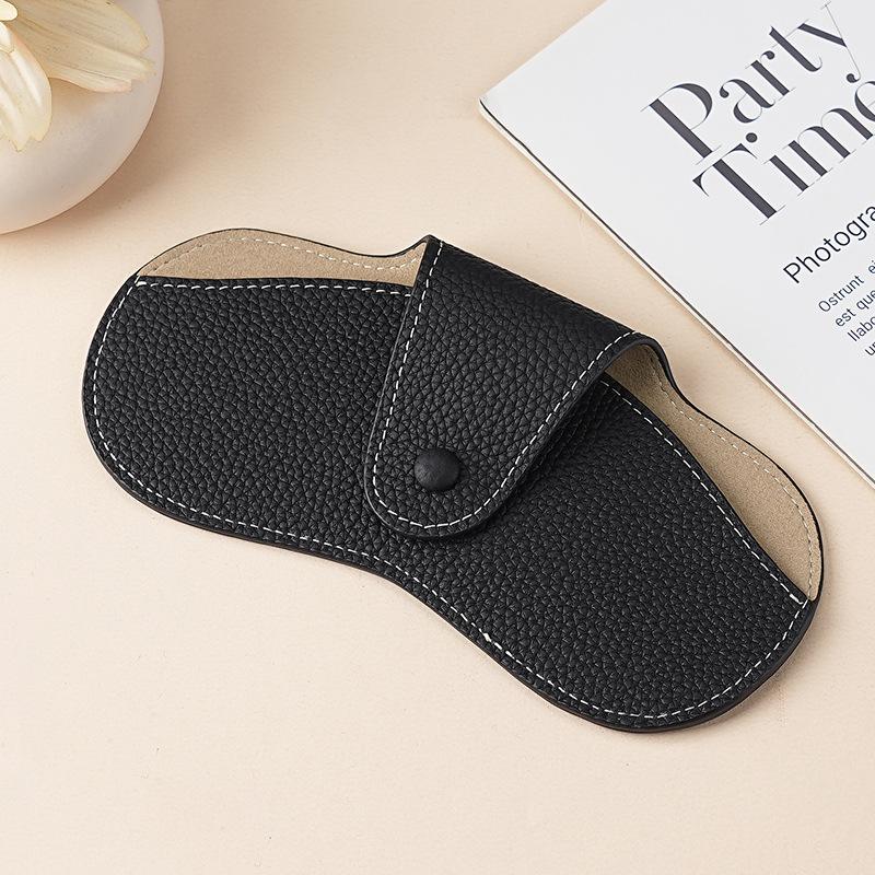 Literary young women's glasses bag head layer leather sunglasses dust storage box soft leather sunglasses protective cover