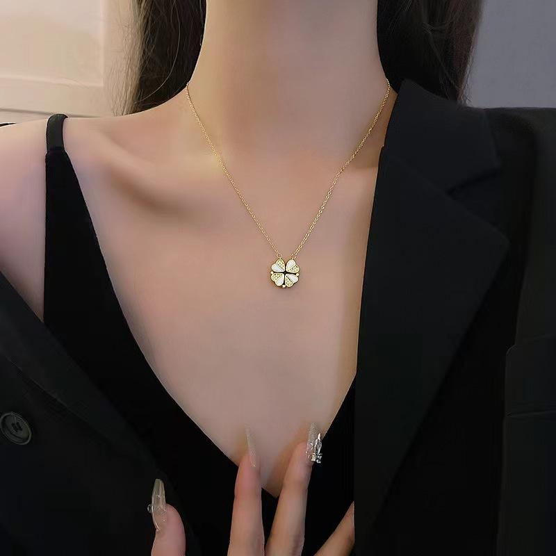A Two-wearing Love Four-leaf Clover Necklace, Light Luxury Niche Design Sense, Advanced Collarbone Chain, Temperament Internet Celebrity Jewelry