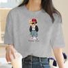 Womens Hip Hop Bear Print T-Shirt Y2K Cartoon Print Clothing Fashion Print T-Shirt Womens T-Shirt