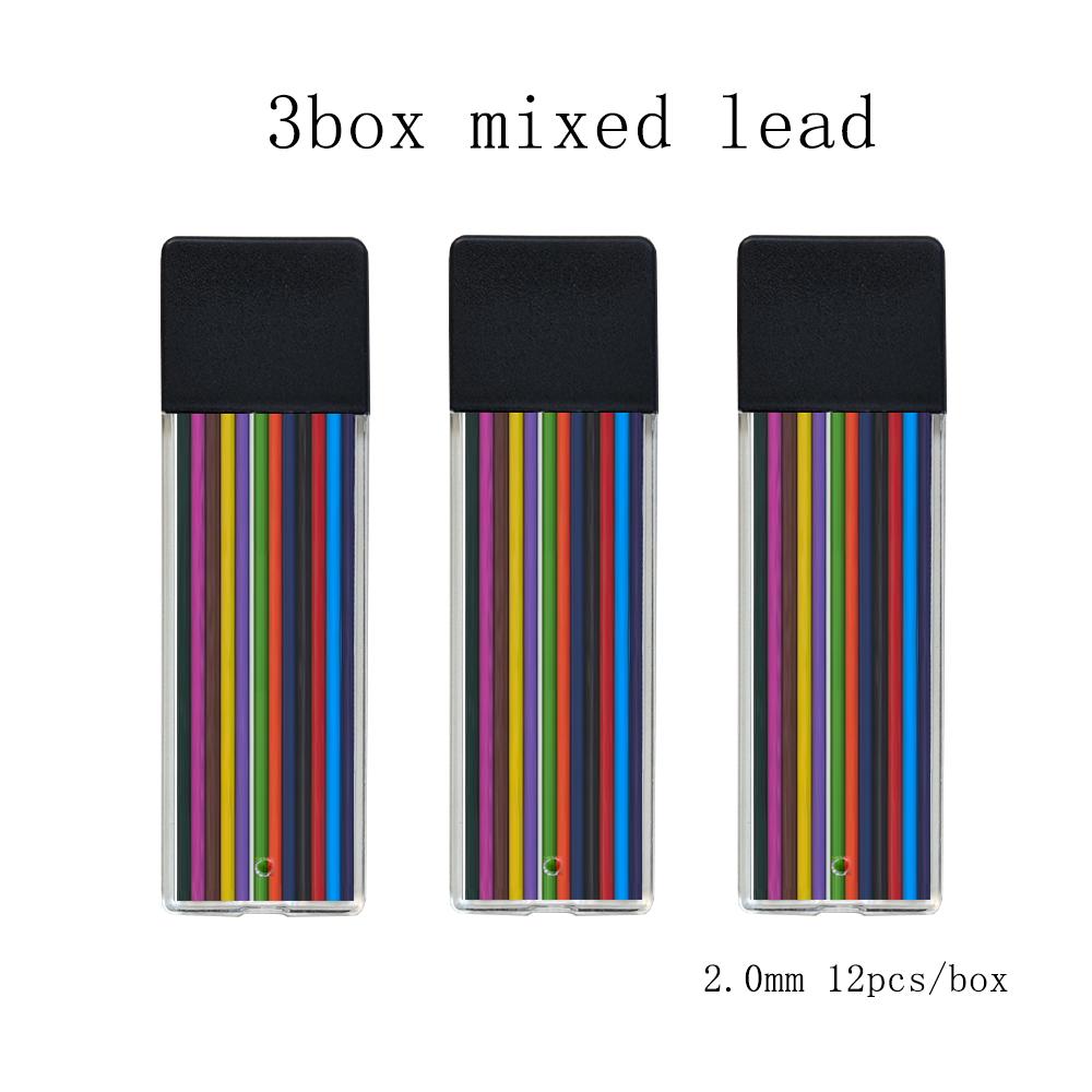 3Pcs/Set Multicolor Metal Woodworking Mechanical Pencil Set 2.0mm 2B Black Lead Core Deep Hole Scribing Marking Tool
