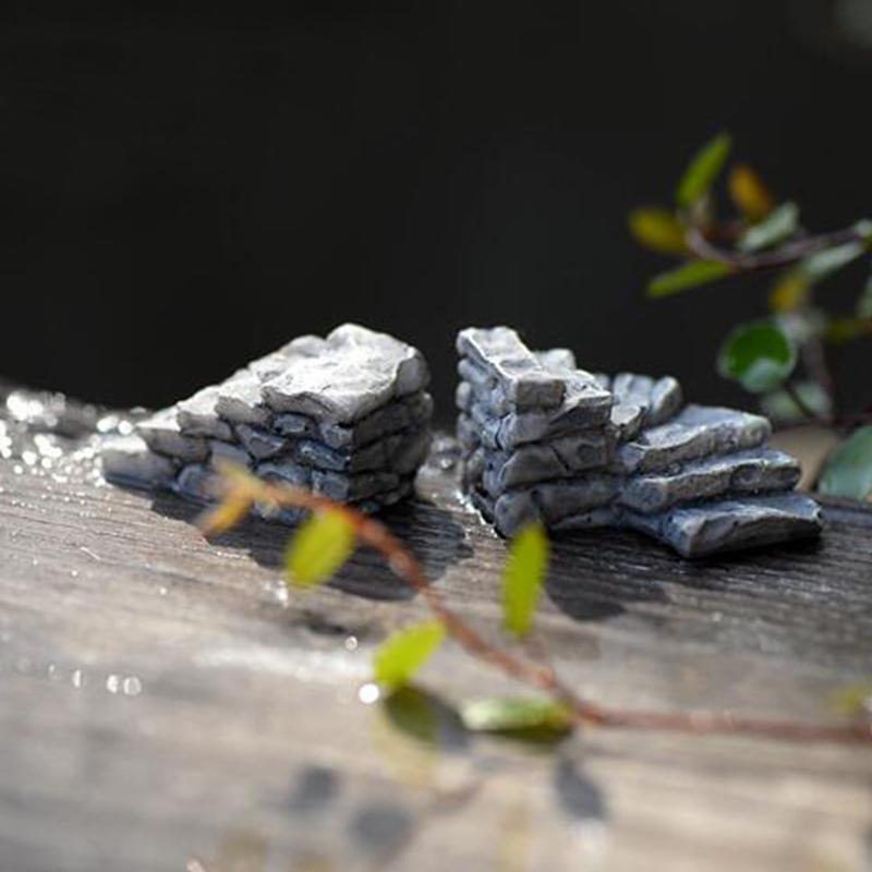 10Pcs Set Stone Stairs Figures Miniature Figurine Mini Fairy Garden Micro Landscape Tank Animal Statue Craft