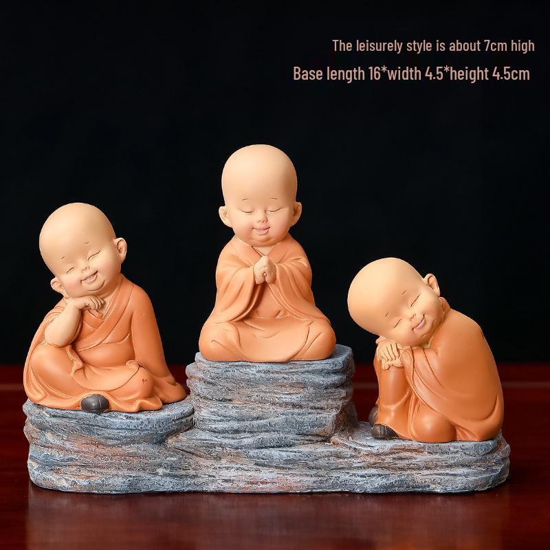 Handmade Cute Little Monk Resin Ornaments for Desktop Decoration