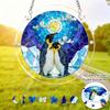 1Set/83pcs 18.8Cm Acrylic Jigsaw Two Arctic Emperor Penguin Stained Glass Acrylic Puzzle Hanging Ornaments, Vivid Colors Polar Mosaic Design, Prism Re
