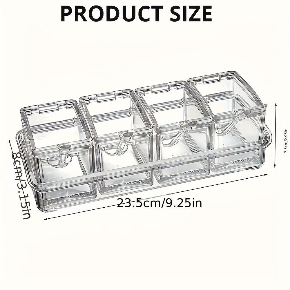 4pcs Clear Spice Jar Set with Dinner Spoon and Tray Durable, Airtight Food-grade Container for Salt, Sugar, Pepper and More