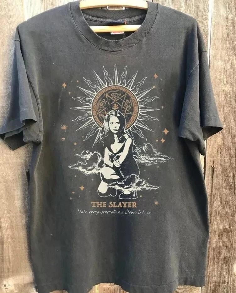 Buffy The Vampire Slayer Horror Movie Charcoal Cotton Tshirt Reprint Unisex T-Shirt M