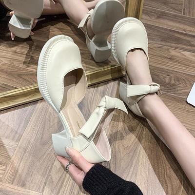 Chaussures simples talons hauts pour femmes printemps et été nouvelles chaussures pour femmes nœud talon épais chaussures Mary Jane